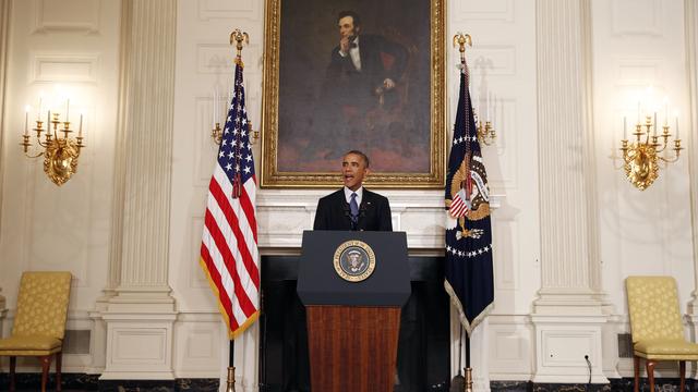 Le président américain Barack Obama annonce qu'il autorise des frappes aériennes sur les djihadistes de l'Etat islamique. [Larry Downing]