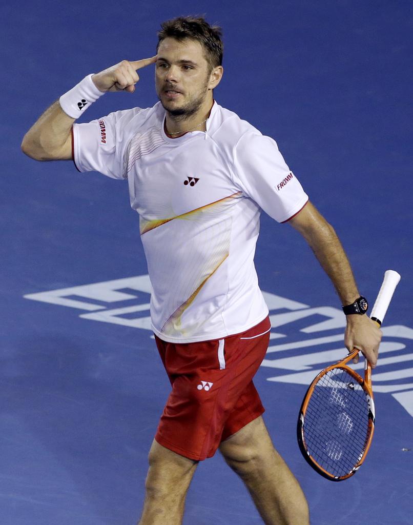 L'enjeu du match, 630'000 fr. & 480 pts ATP de plus pour le finaliste, n'a pas inhibé "Stan". [KEYSTONE - Aijaz Rahi]