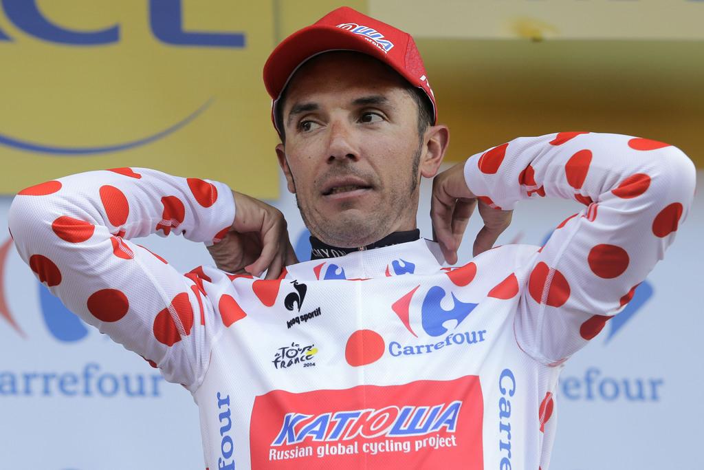 Joaquim Rodriguez se consolera avec le maillot à pois. [Keystone - Laurent Cipriani]