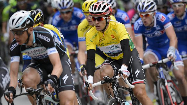 Le Polonais Kwiatkowski disputera l'étape Sion-Montreux, jeudi, en jaune. [Keystone - Laurent Gilliéron]