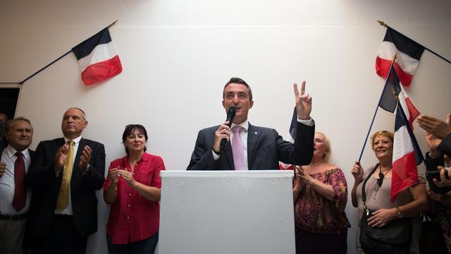 Stephane Ravier (centre), l'un des deux premiers sénateurs de l'histoire du Front national. [Bertrand Langlois]