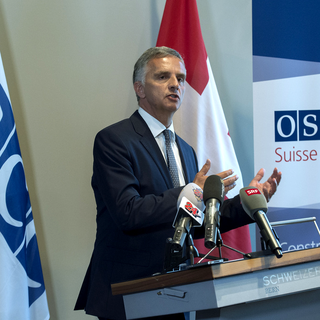 Didier Burkhalter a ouvert la conférence de l'OSCE sur la protection des défenseurs des droits de l'Homme. [Keystone - Lukas Lehmann]