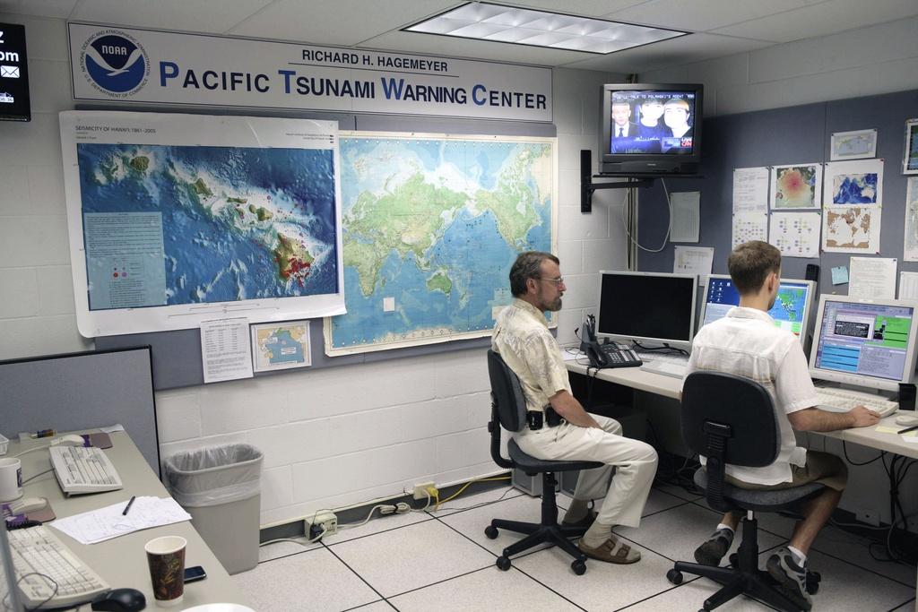 Le Pacific Tsunami Warning Center à Hawaï. [Keystone - Marco Garcia]