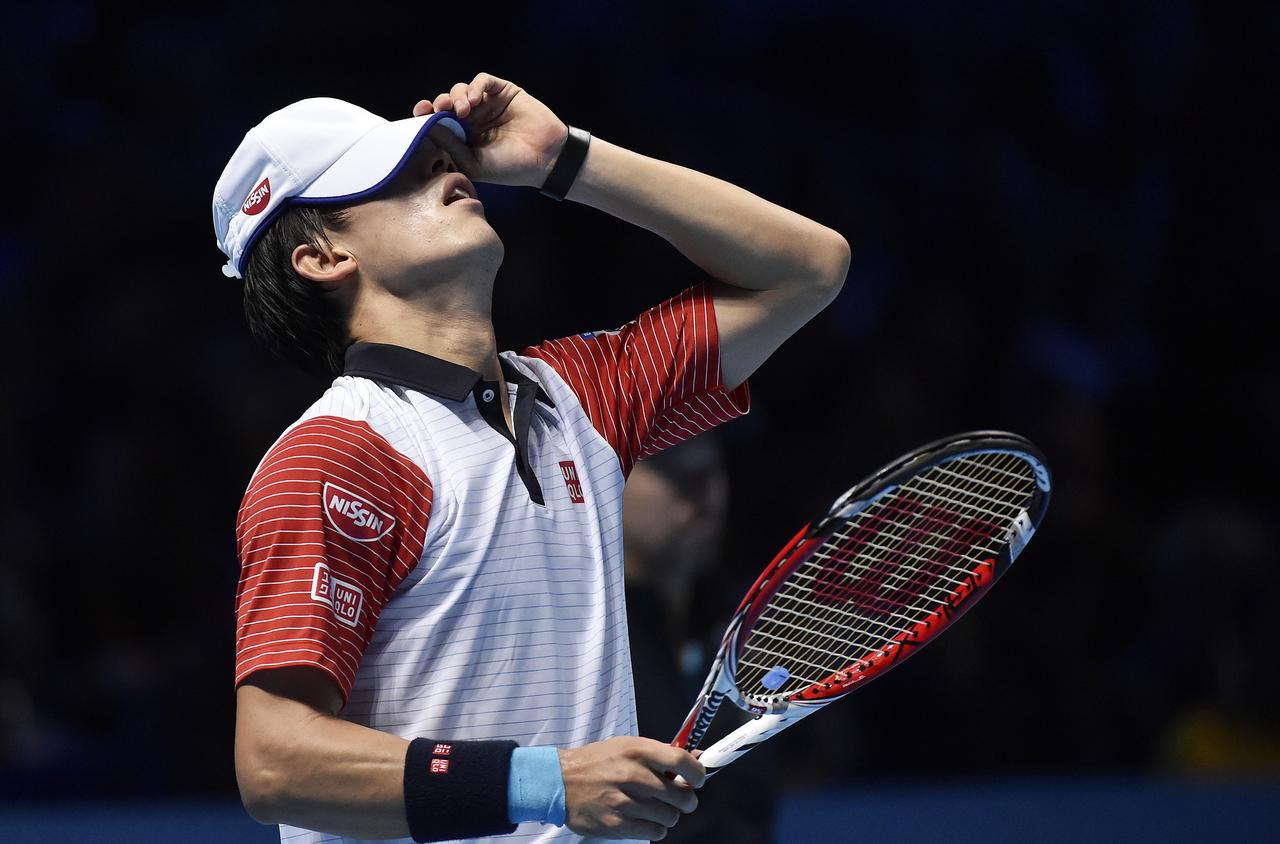 Nishikori, 1er asiatique à disputer le Masters, a posé quelques soucis à Djokovic. [REUTERS - Toby Melville]