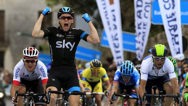 Le Britannique Ben Swift donne la victoire à Sky dans une étape du Tour du Pays basque, le 11 avril. [EPA/Keystone - Alfredo Aldai]