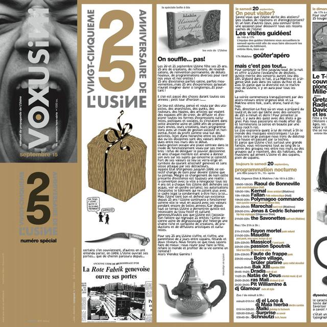 L'affiche du programme des 25 ans de l'Usine de Genève. [usine.ch]