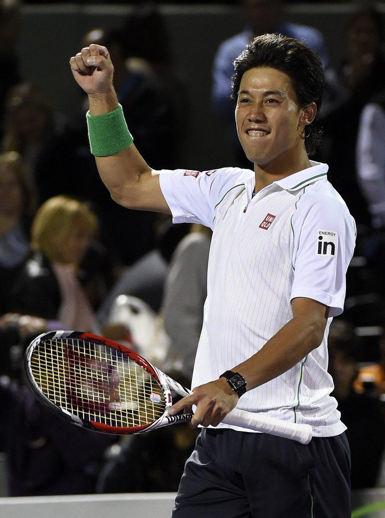 Nishikori peut sourire. Le voilà en demi-finales! [KEYSTONE - Rhona Wise]