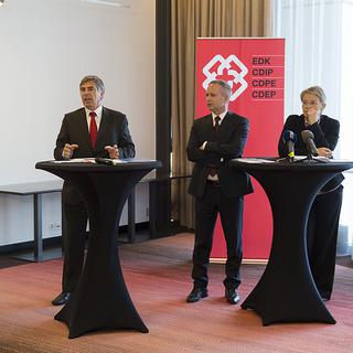 Le conseiller fédéral Alain Berset était présent à Bâle ainsi que les conseillers d'Etat Christoph Eymann (BS), Stefan Koelliker (SG) et Anne-Catherine Lyon (VD). [Georgios Kefalas]