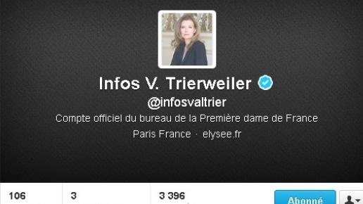 Capture d'écran faite par @lelab_europe1 du compte institutionnel désormais supprimé de Valérie Trierweiler. [Twitter]