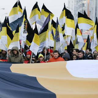 Les nationalistes russes ont défilé mardi à Moscou lors de la Fête de l'unité. [Maxim Shemetov]