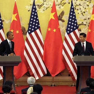 Mercredi 12 novembre: les présidents américain Barack Obama et chinois Xi Jinping lors de leur conférence de presse commune à Pékin. [Andy Wong]