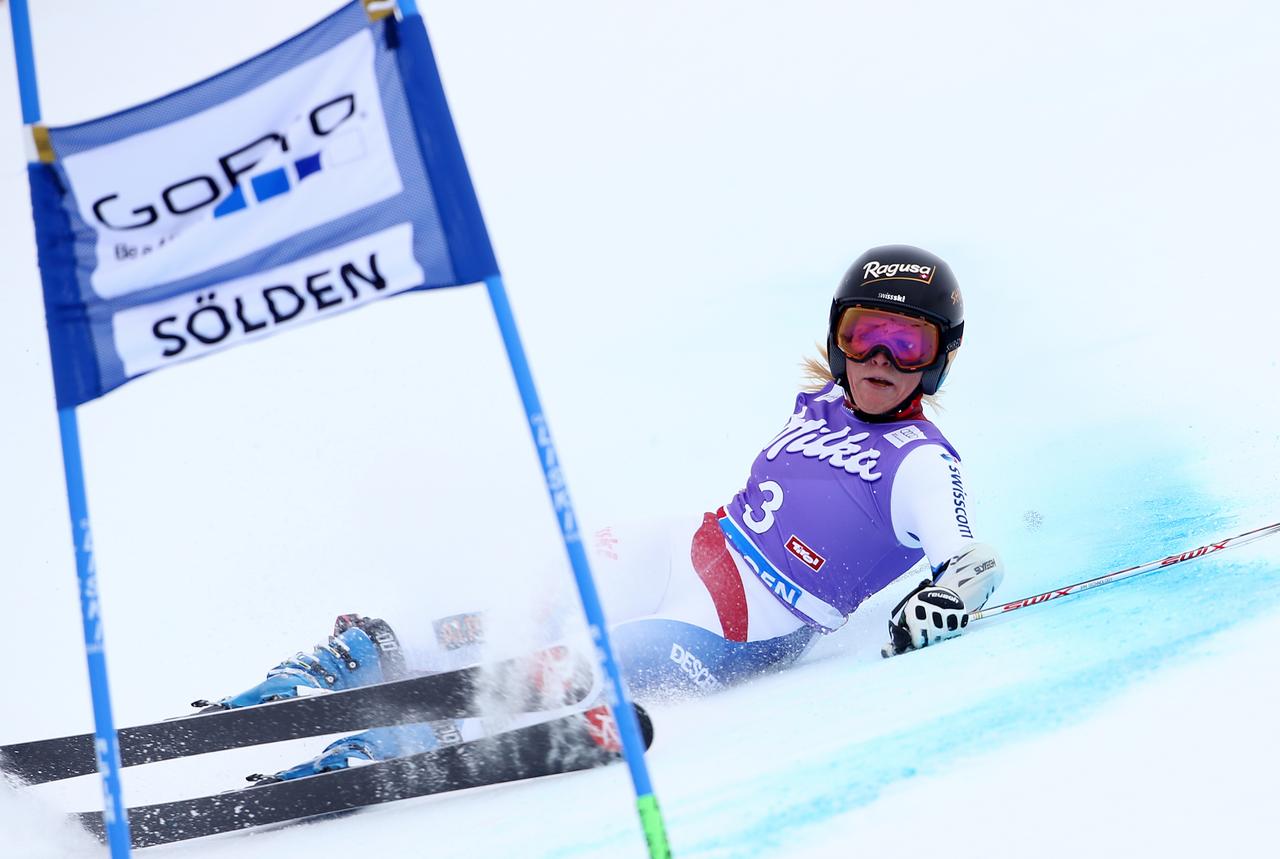 Lara Gut a chuté sur le haut du parcours. [Gepa/EQ Images - Mario Kneisl]