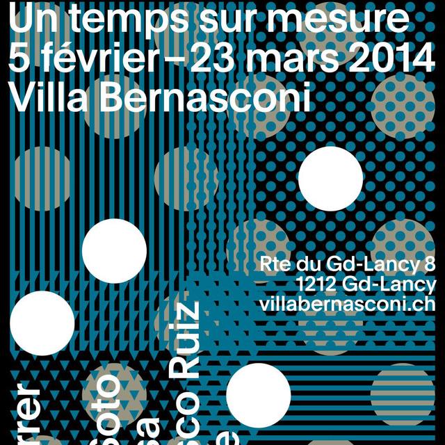 Affiche de l'exposition "Un temps sur mesure" à la Villa Bernasconi. [villabernasconi.ch]