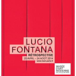 L'affiche de l'exposition "Luciano Fontana, Rétrospective". [Musée d'art moderne de la ville de Paris]