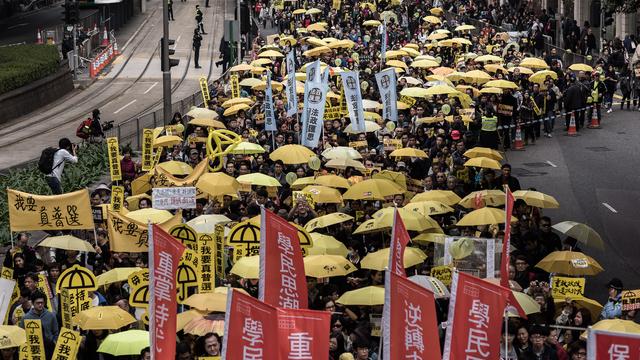 La manifestation de dimanche était la première du mouvement prodémocratie depuis la fin de l'année dernière à Hong Kong. [AFP - Philippe Lopez]