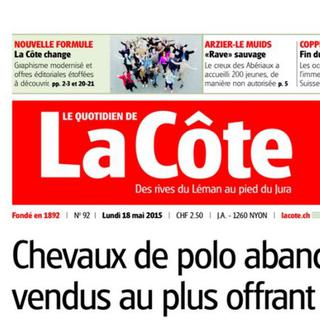 La nouvelle édition du Quotidien La Côte du 18 mai 2015. [lacote.ch]
