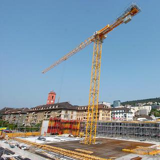 Construction du nouveau stade de la Maladière à Neuchâtel. [Keystone - Sandro Campardo]