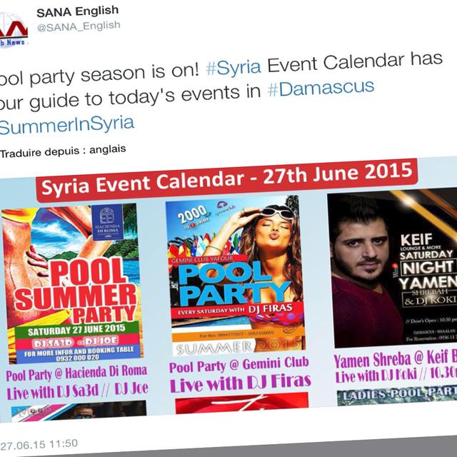La saison des "soirées piscines" a débuté en Syrie, annonce l'agence de presse officielle de Bachar Al Assad.