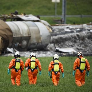 L'accident de Daillens avait mobilisé de très gros moyens d'intervention. [Keystone - Valentin Flauraud]