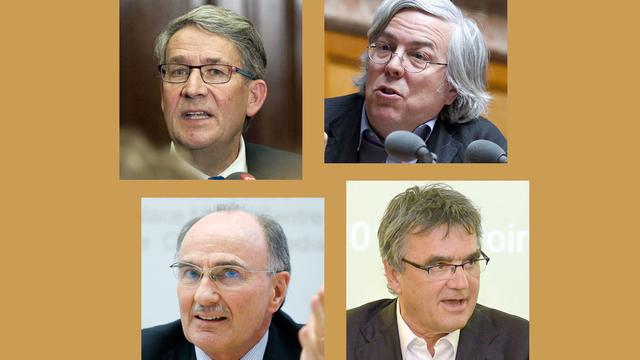 De gauche à droite et de haut en bas: Urs Schwaller, Andreas Gross, Felix Guzwiller et Pierre-François Veillon. [Keystone]