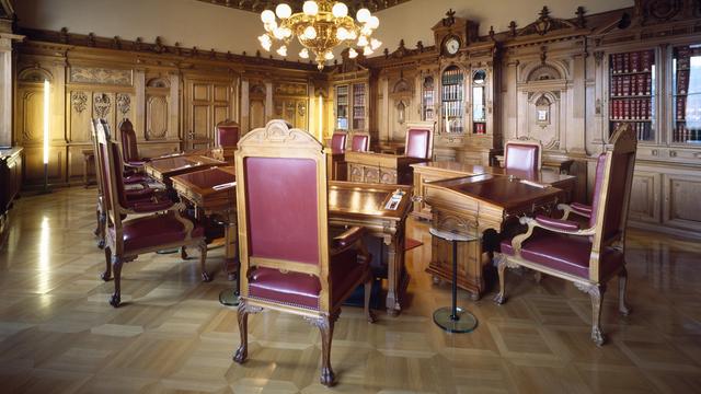 La salle du Conseil fédéral, à Berne. [Keystone - Gaëtan Bally]