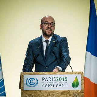 Le Premier ministre belge Charles Michel lors de son discours lundi au Bourget. [EPA/Keystone - Christophe Petit Tesson]