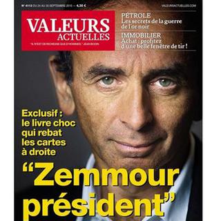 "Zemmour président", la couverture de valeurs actuelles en septembre dernier. [Valeurs Actuelles]
