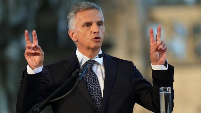 Le ministre des Affaire étrangères Didier Burkhalter lors de la cérémonie. [EPA/JENS WOLF]