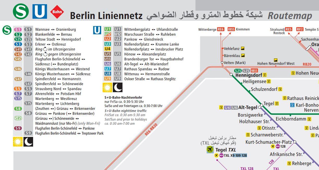 Une partie du plan du métro berlinois traduit en arabe. [BVG]