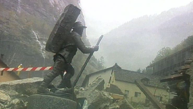 Gondo, ravagé par un glissement de terrain meurtrier en 2000. [RTS]