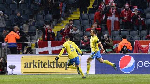 La joie d'Ibrahimovic après avoir inscrit le 2-0. [Jonathan Nackstrand]