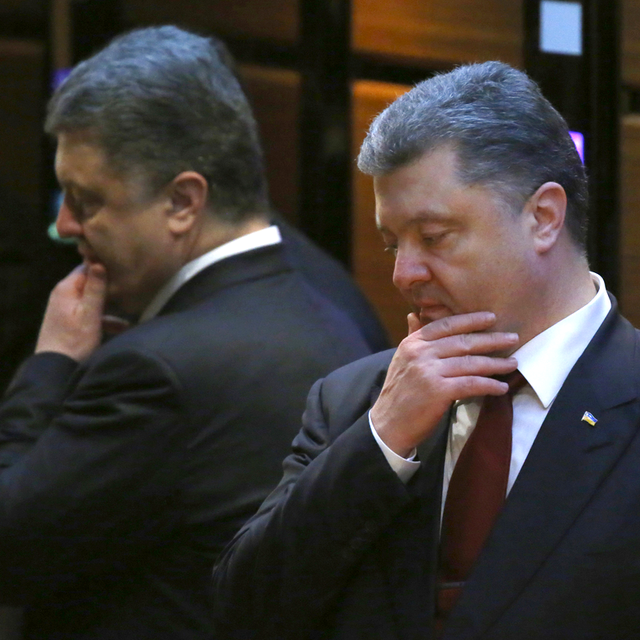 Petro Porochenko jeudi matin à Minsk. [AP/Keystone - Sergei Grits]