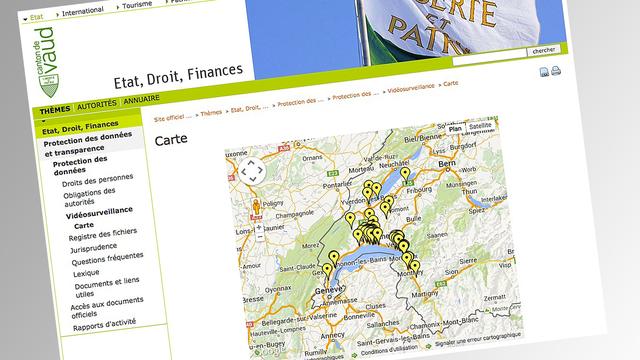 La carte des caméras de surveillance autorisées dans le canton de Vaud.