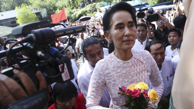 L'opposante birmane Aung San Suu Kyi après le scrutin, le 9 novembre. [Soe Zeya Tun]