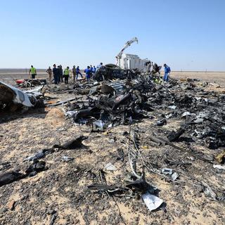 Les débris de l'avion dans le Sinaï. [Ministère russe des Situations d'urgence]