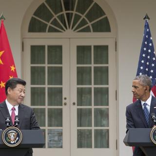 Xi Jinping et Barack Obama lors de leur conférence de presse devant la Maison Blanche. [EPA/Keystone - Michael Reynolds]