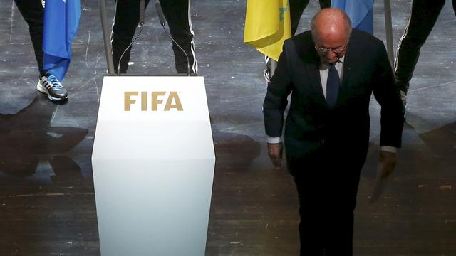 Le président de la FIFA Sepp Blatter lors de l'ouverture de son 65e congrès jeudi. [Arnd Wiegmann]