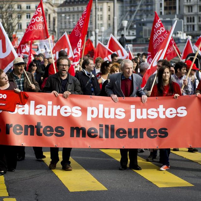 Manifestation du 1er mai à Lausanne. [Keystone - Jean-Christophe Bott]