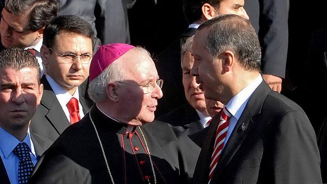 Le nonce apostolique du Vatican s'entretient avec le président turc. [EPA/Keystone - Stringer]