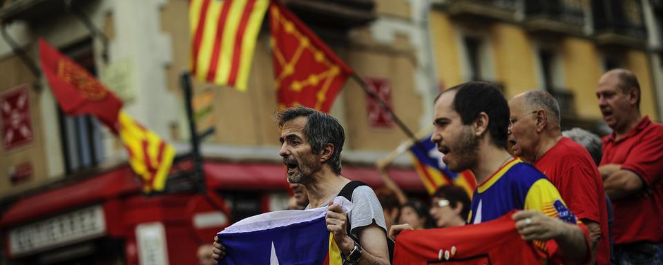 Des indépendantistes catalans. [AP Photo/Keystone - Alvaro Barrientos]