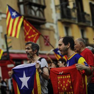 Des indépendantistes catalans. [AP Photo/Keystone - Alvaro Barrientos]