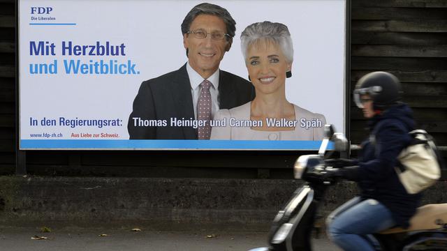 Le PLR sort grand vainqueur des élections cantonales à Zurich. [Keystone - Steffen Schmidt]