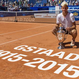 Dominic Thiem a cueilli dans l'Oberland un troisième titre en 2015 lors du centenaire du Swiss Open. [EQ - Pascal Muller]