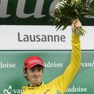 Ilnur Zakarin vainqueur surprise du Tour de Romandie. [Keystone - Jean-Christophe Bott]