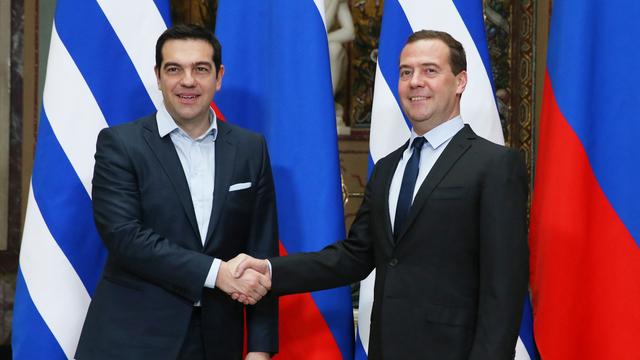 Alexis Tsipras et Dimitri Medvedev. [RIA Novosti/AFP - Ekaterina Shtukina]