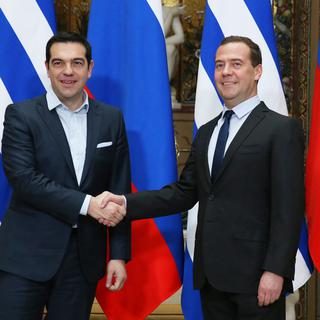 Alexis Tsipras et Dimitri Medvedev. [RIA Novosti/AFP - Ekaterina Shtukina]