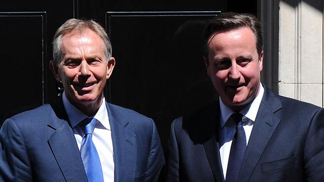 Tony Blair et David Cameron. [AFP - Carl Court]