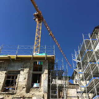 Le chantier de rénovation de l'ancienne salle du Grand Conseil vaudois à Lausanne. [RTS - Michel Eymann]