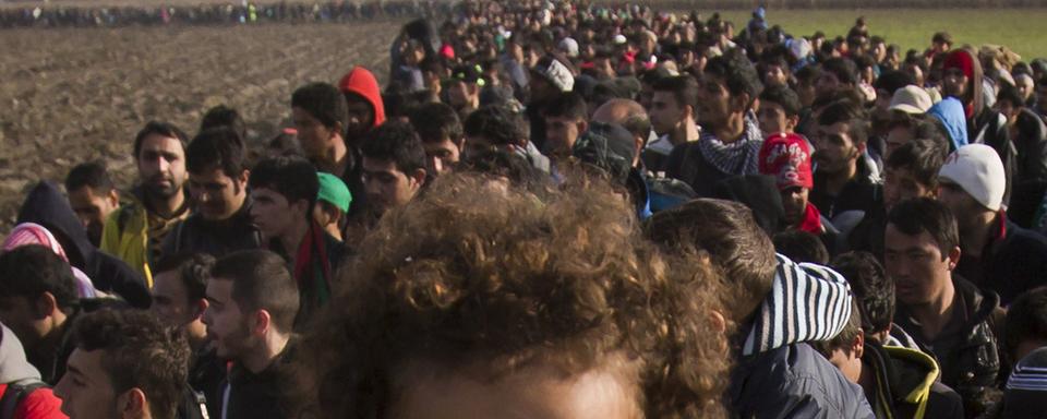 Des migrants sur une route en Slovénie. [AP Photo/Darko Bandic]