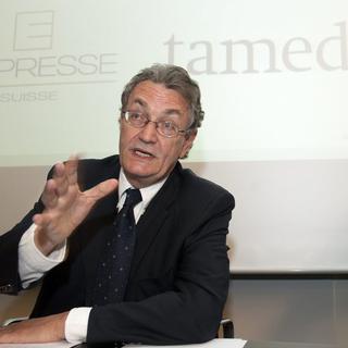 Pierre Lamunière, lors de la présentation les résultats de son groupe en avril 2011. [Keystone - Laurent Gilliéron]